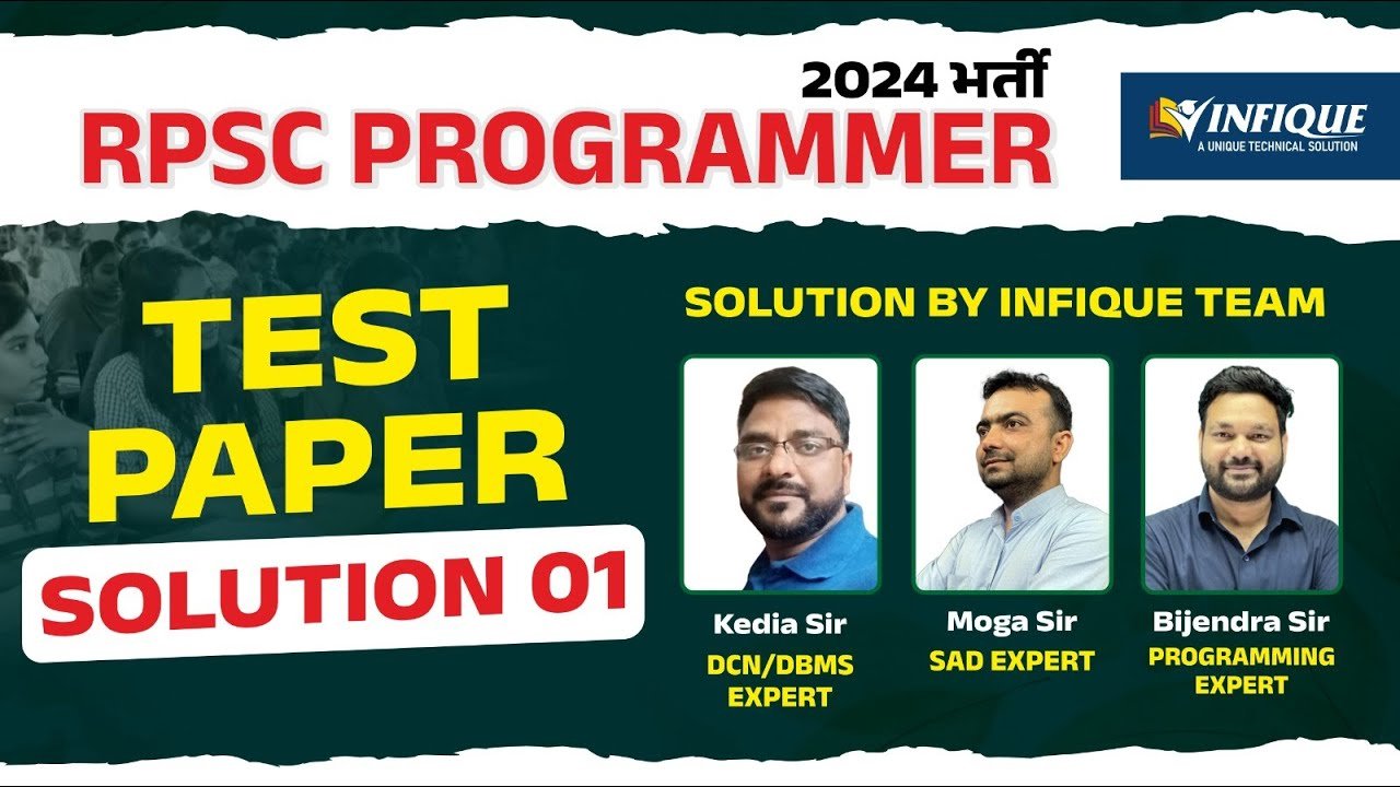 RPSC Programmer classes | Programmer Topic Test Paper 01 Solutions |